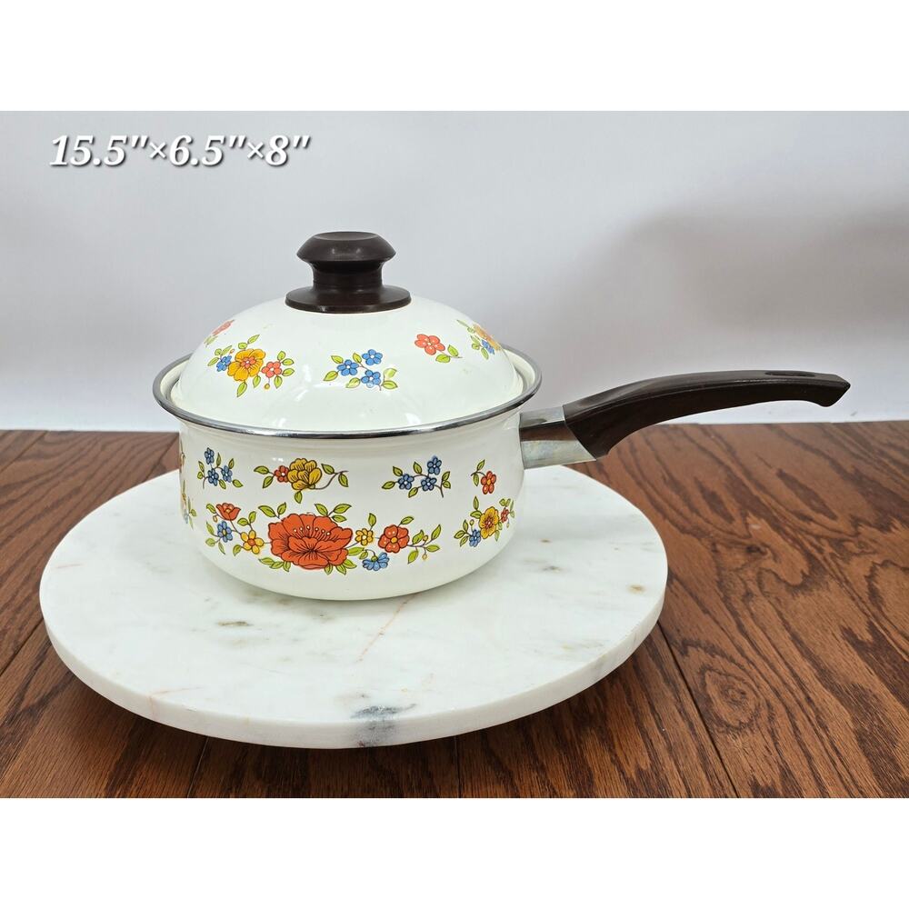 Vintage Summer Garden by Excel 1 Quart Saucepan Cottagecore Boho Kitschy‎